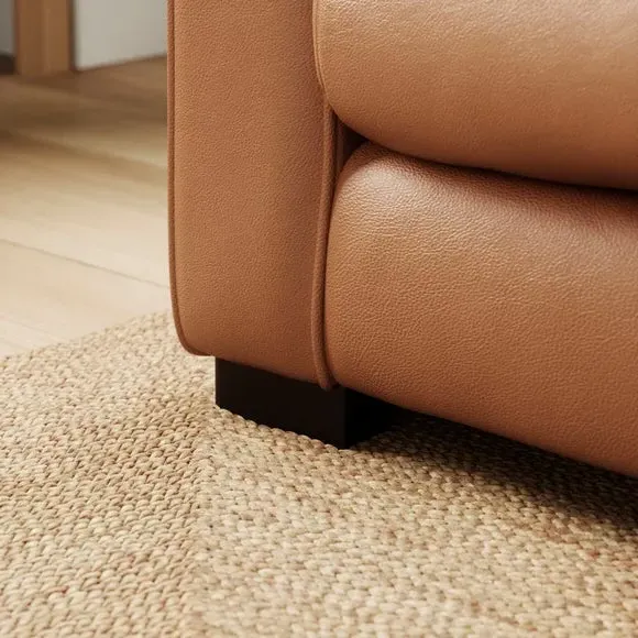 2-Seater Sofa with Piped Edge - Tan, Leather