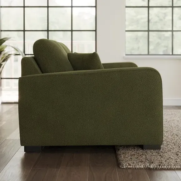 2-Seater Sofa with Piped Edges - Forest Green, Boucle