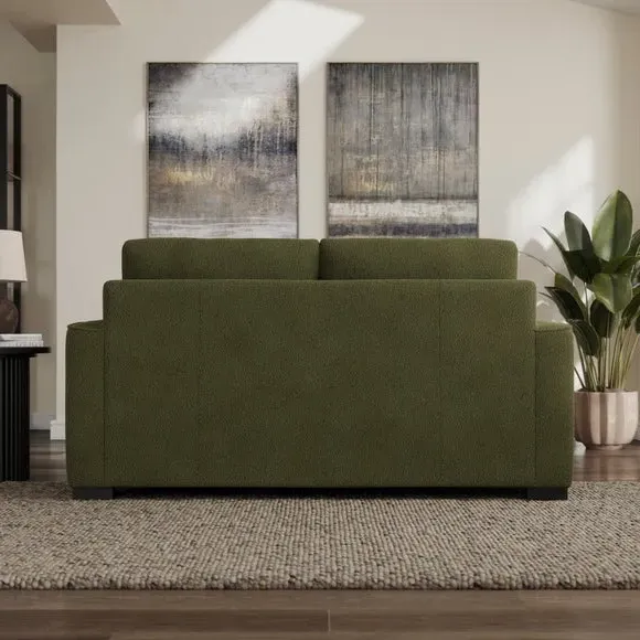 2-Seater Sofa with Piped Edges - Forest Green, Boucle