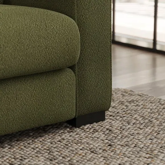 2-Seater Sofa with Piped Edges - Forest Green, Boucle