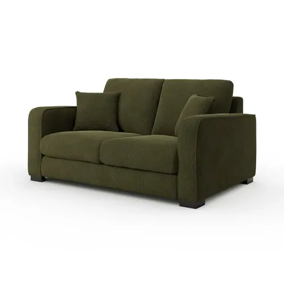 2-Seater Sofa with Piped Edges - Forest Green, Boucle