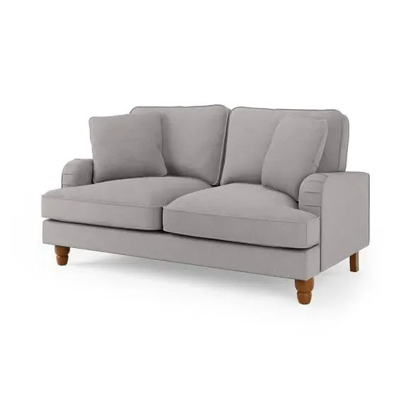 2-Seater Sofa with Piped Edges - Grey, Flatweave