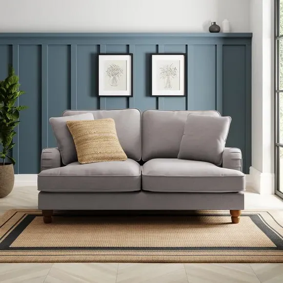 2-Seater Sofa with Piped Edges - Grey, Flatweave image