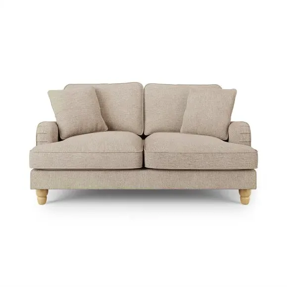 2-Seater Sofa with Piped Edges - Linen Weave