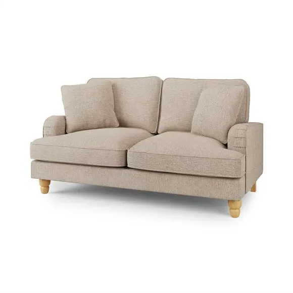 2-Seater Sofa with Piped Edges - Linen Weave