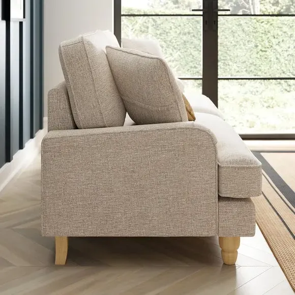 2-Seater Sofa with Piped Edges - Linen Weave