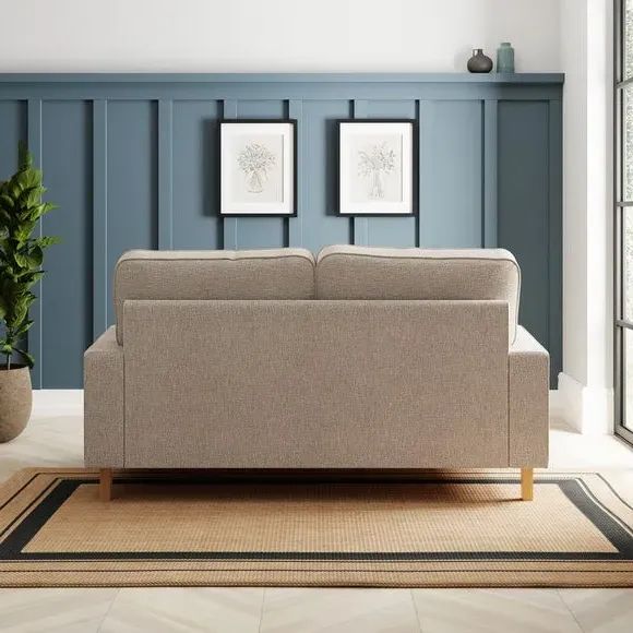 2-Seater Sofa with Piped Edges - Linen Weave