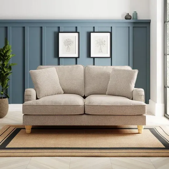 2-Seater Sofa with Piped Edges - Linen Weave image