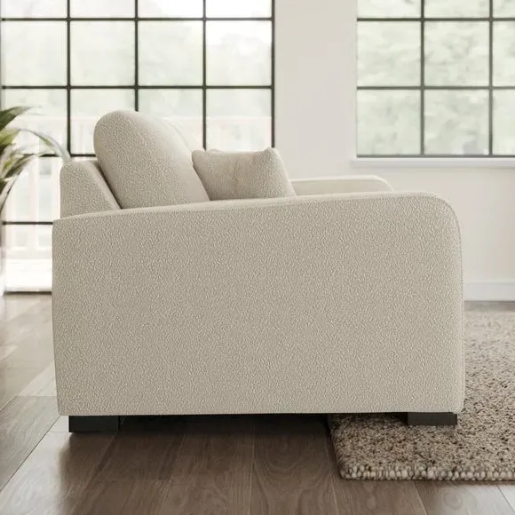 2-Seater Sofa with Piped Edges - Sandstone, Boucle