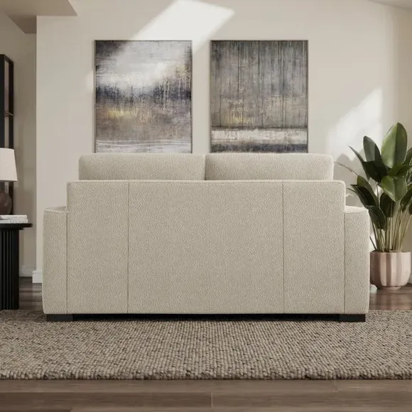 2-Seater Sofa with Piped Edges - Sandstone, Boucle