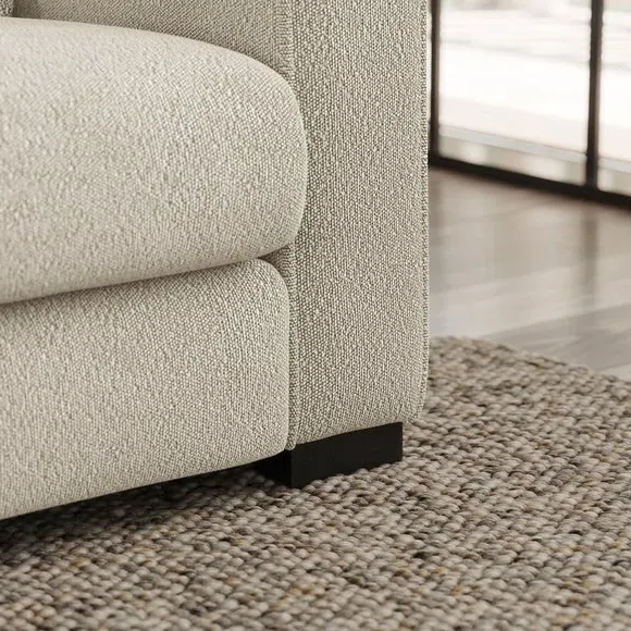 2-Seater Sofa with Piped Edges - Sandstone, Boucle