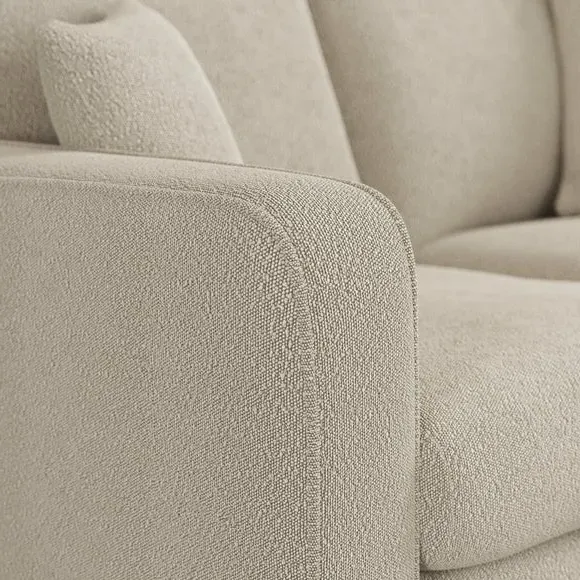 2-Seater Sofa with Piped Edges - Sandstone, Boucle