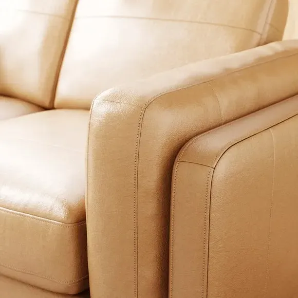 2-Seater Sofa with Plush Cushions - Tan, Leather