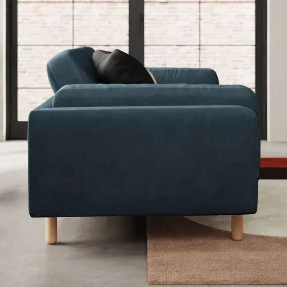 2-Seater Sofa with Plush Foam - Navy, Velvet