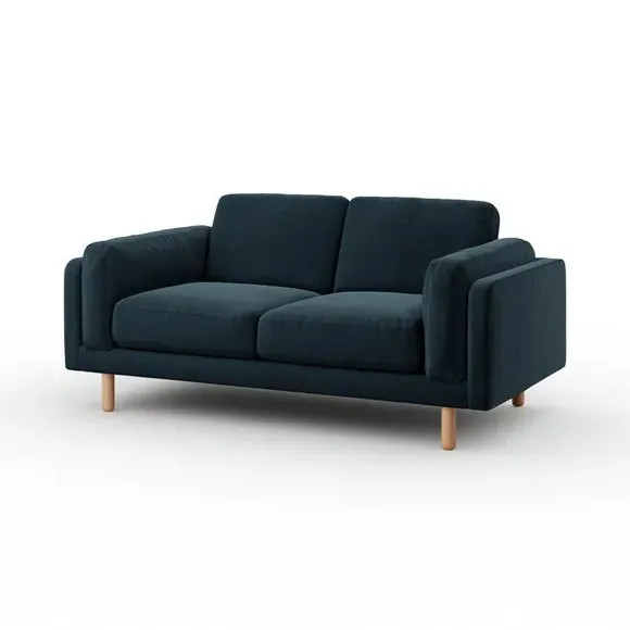 2-Seater Sofa with Plush Foam - Navy, Velvet