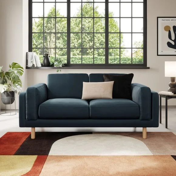 2-Seater Sofa with Plush Foam - Navy, Velvet image