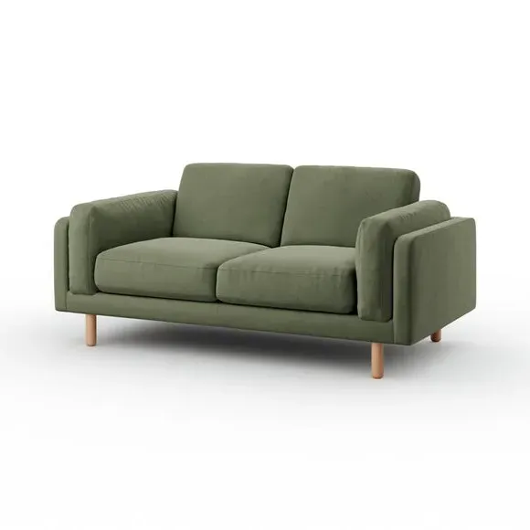 2-Seater Sofa with Plush Foam - Sage, Velvet