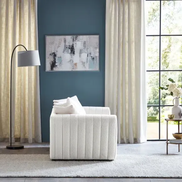 2-Seater Sofa with Quilted Arms - Ivory, Sherpa