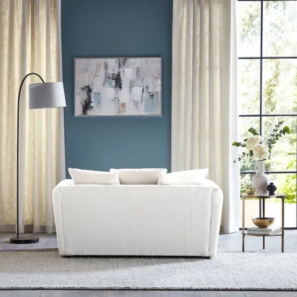 2-Seater Sofa with Quilted Arms - Ivory, Sherpa
