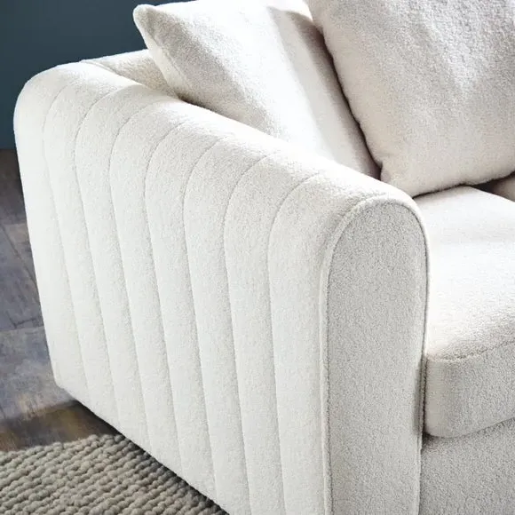 2-Seater Sofa with Quilted Arms - Ivory, Sherpa