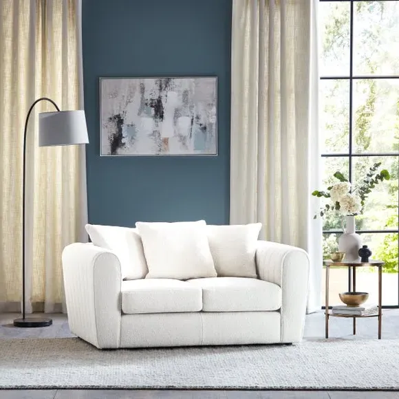 2-Seater Sofa with Quilted Arms - Ivory, Sherpa image