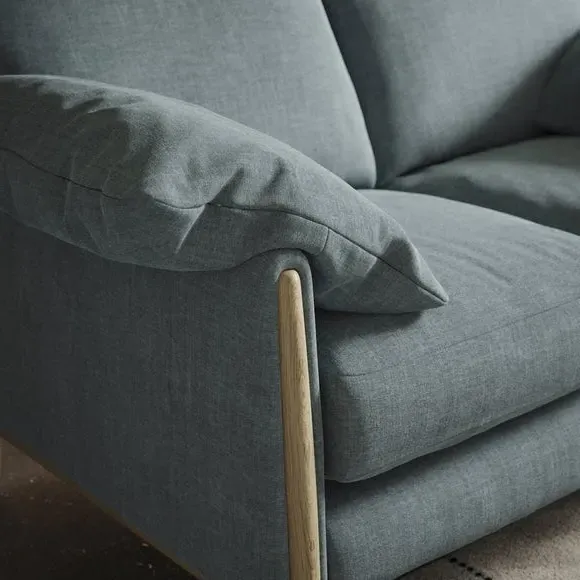 2-Seater Sofa with Roll Arms - Aqua, Chenille