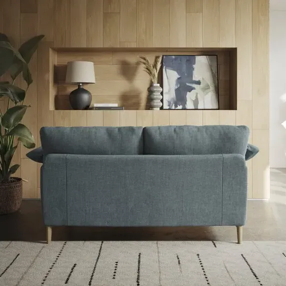 2-Seater Sofa with Roll Arms - Aqua, Chenille