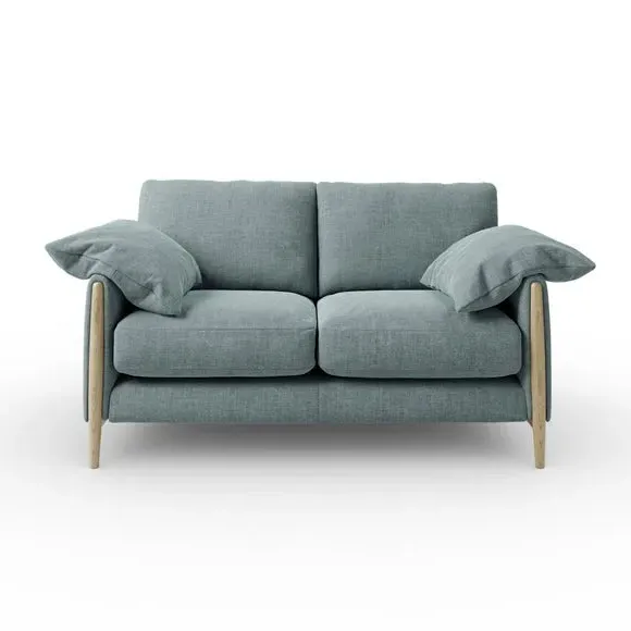 2-Seater Sofa with Roll Arms - Aqua, Chenille
