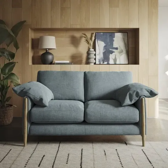 2-Seater Sofa with Roll Arms - Aqua, Chenille image