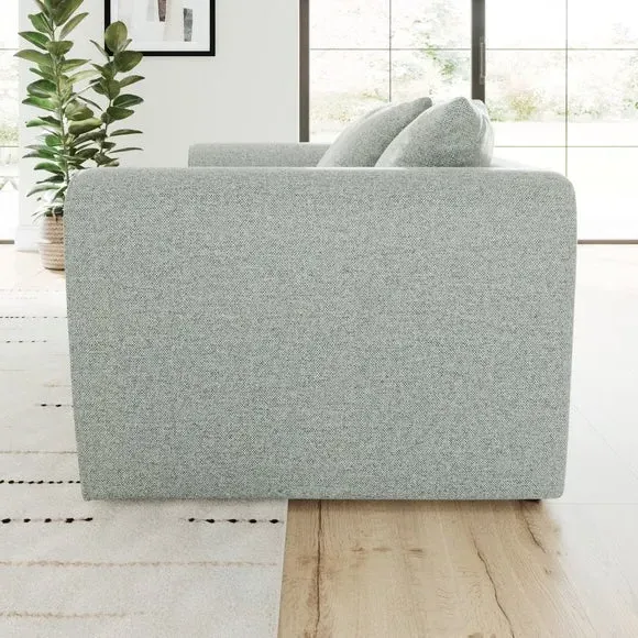 2-Seater Sofa with Roll Arms - Blue, Fabric