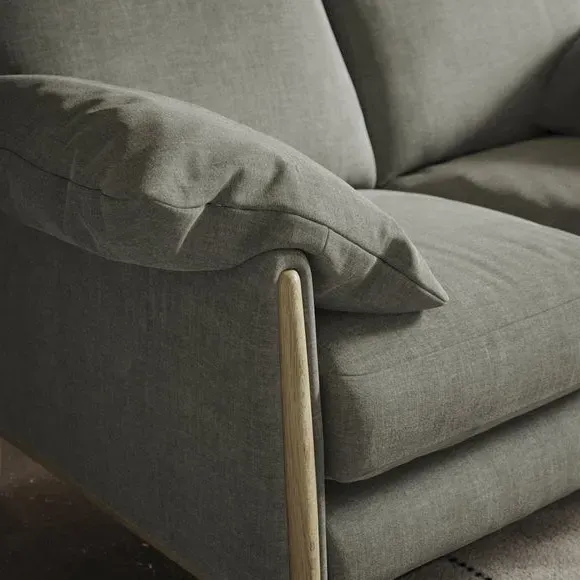 2-Seater Sofa with Roll Arms - Grey, Chenille