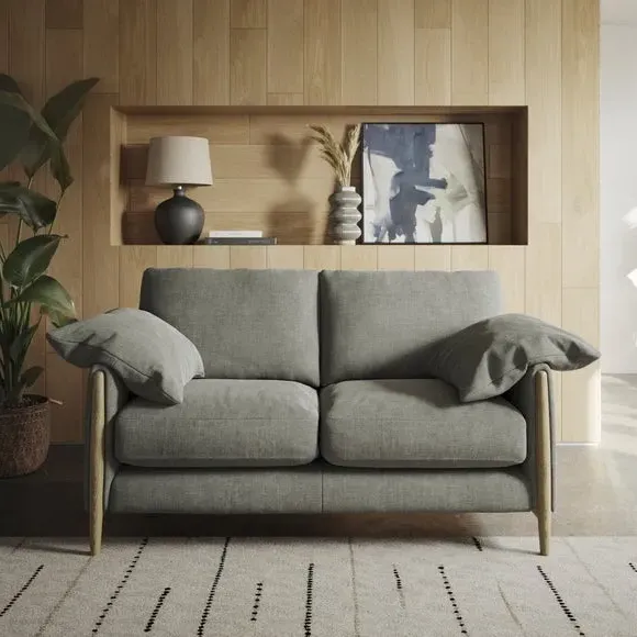 2-Seater Sofa with Roll Arms - Grey, Chenille