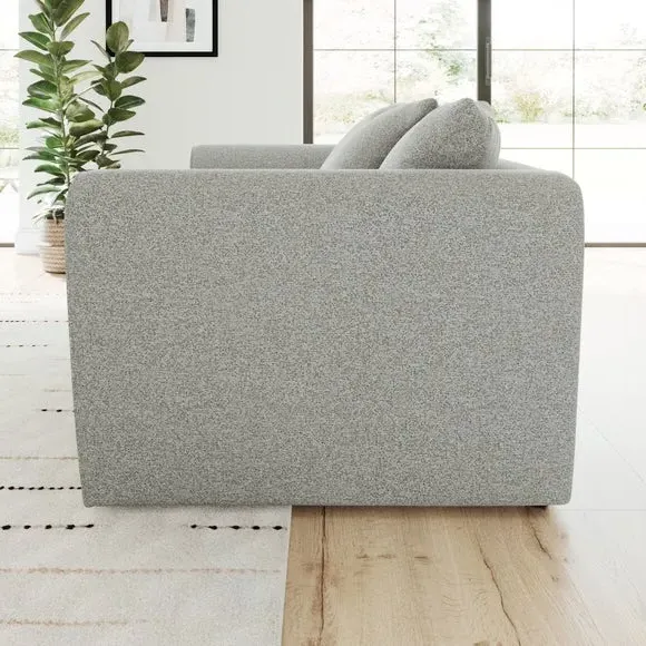 2-Seater Sofa with Roll Arms - Grey, Fabric