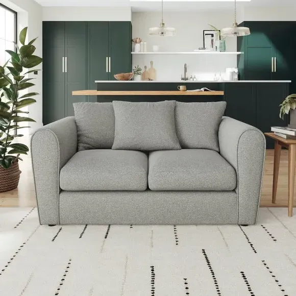 2-Seater Sofa with Roll Arms - Grey, Fabric image