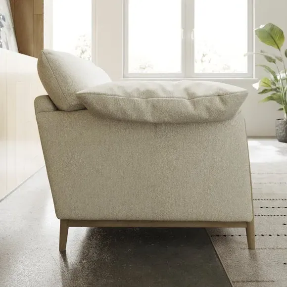 2-Seater Sofa with Roll Arms - Ivory, Fabric