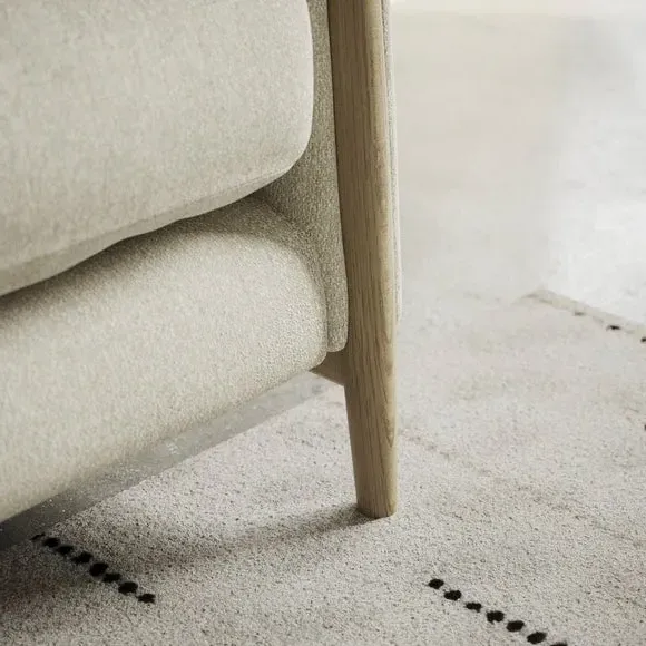 2-Seater Sofa with Roll Arms - Ivory, Fabric