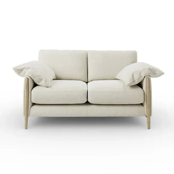 2-Seater Sofa with Roll Arms - Ivory, Fabric