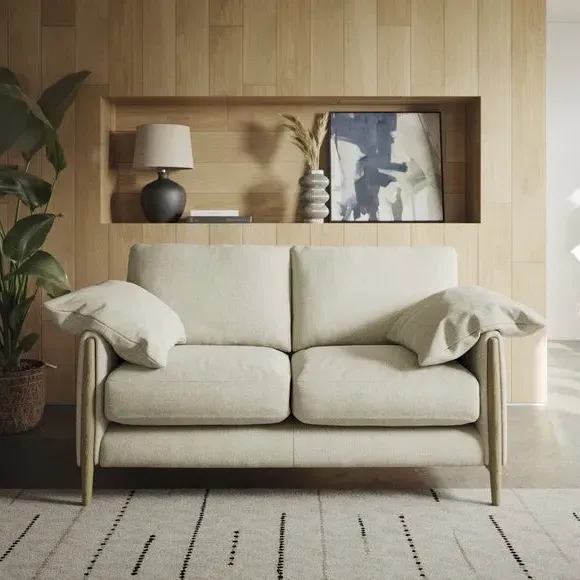 2-Seater Sofa with Roll Arms - Ivory, Fabric image