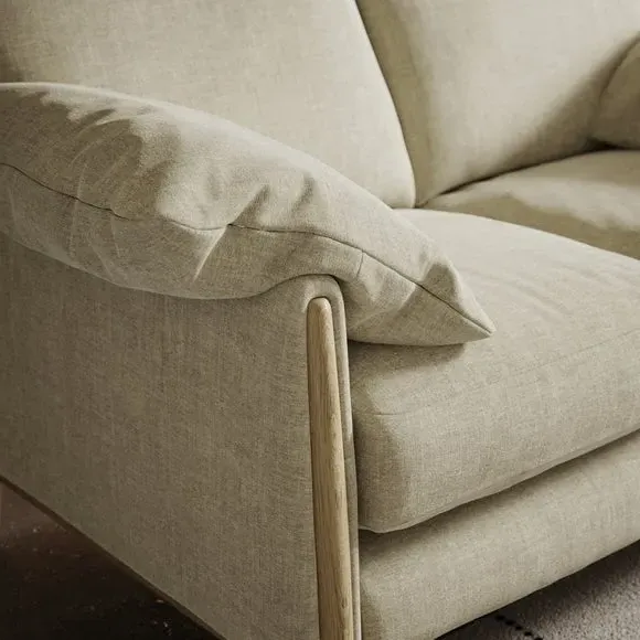 2-Seater Sofa with Roll Arms - Natural, Chenille