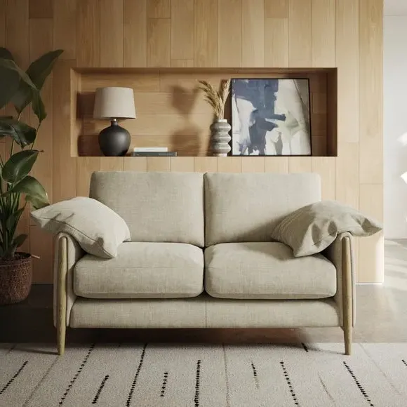 2-Seater Sofa with Roll Arms - Natural, Chenille