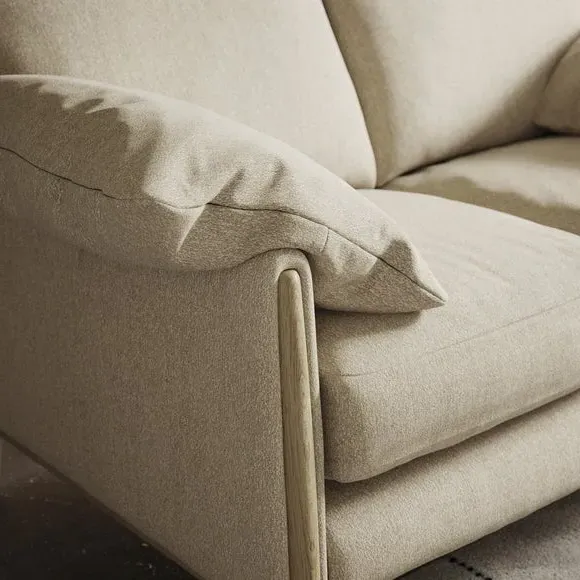 2-Seater Sofa with Roll Arms - Natural, Fabric