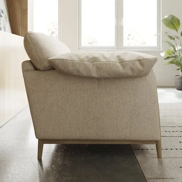 2-Seater Sofa with Roll Arms - Natural, Fabric