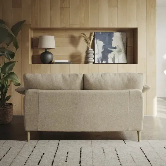 2-Seater Sofa with Roll Arms - Natural, Fabric