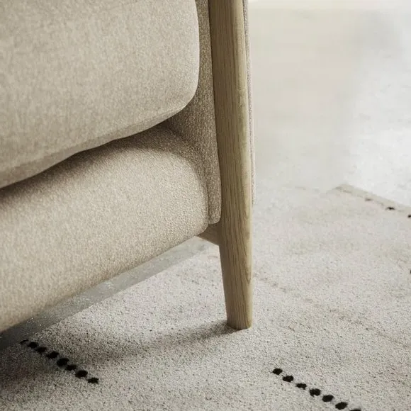 2-Seater Sofa with Roll Arms - Natural, Fabric
