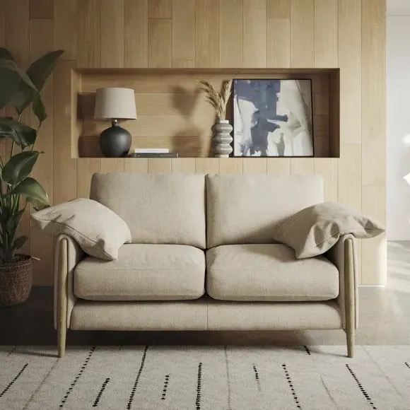 2-Seater Sofa with Roll Arms - Natural, Fabric