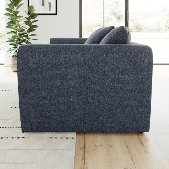 2-Seater Sofa with Roll Arms - Navy, Fabric