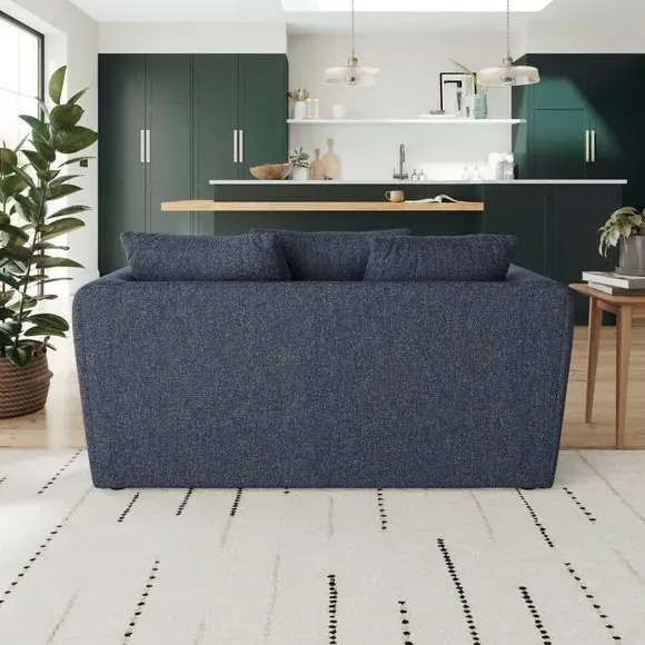 2-Seater Sofa with Roll Arms - Navy, Fabric