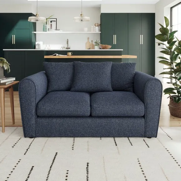 2-Seater Sofa with Roll Arms - Navy, Fabric