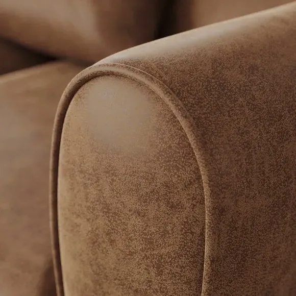 2-Seater Sofa with Roll Arms - Tan, Faux Leather