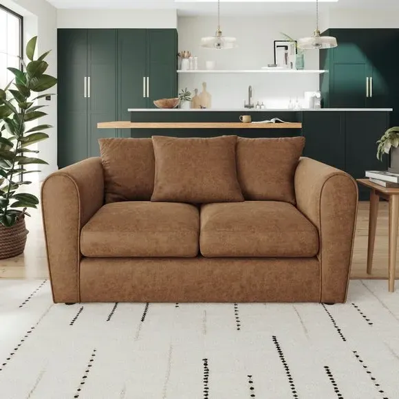 2-Seater Sofa with Roll Arms - Tan, Faux Leather image